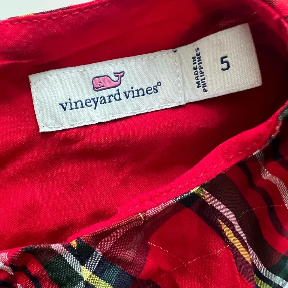 NWOT Vineyard Vines girls red plaid dress flutter sleeves holiday party tartan 5